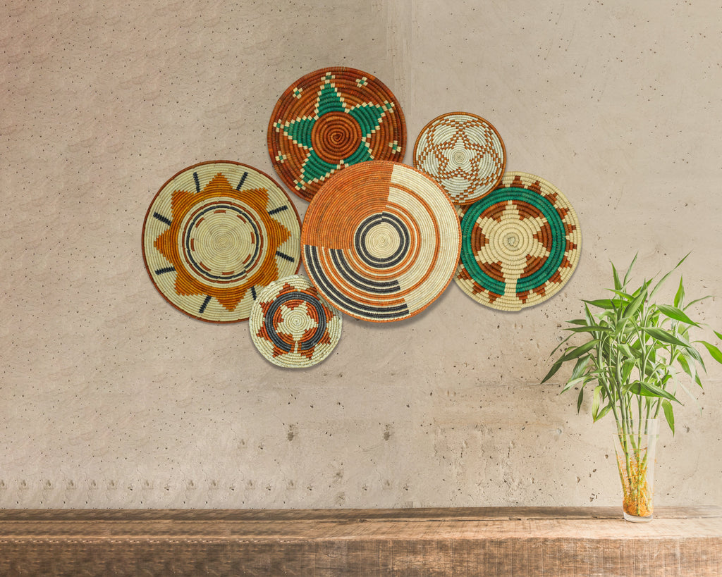 Set of 6 Handwoven wall baskets SET-277-6 N