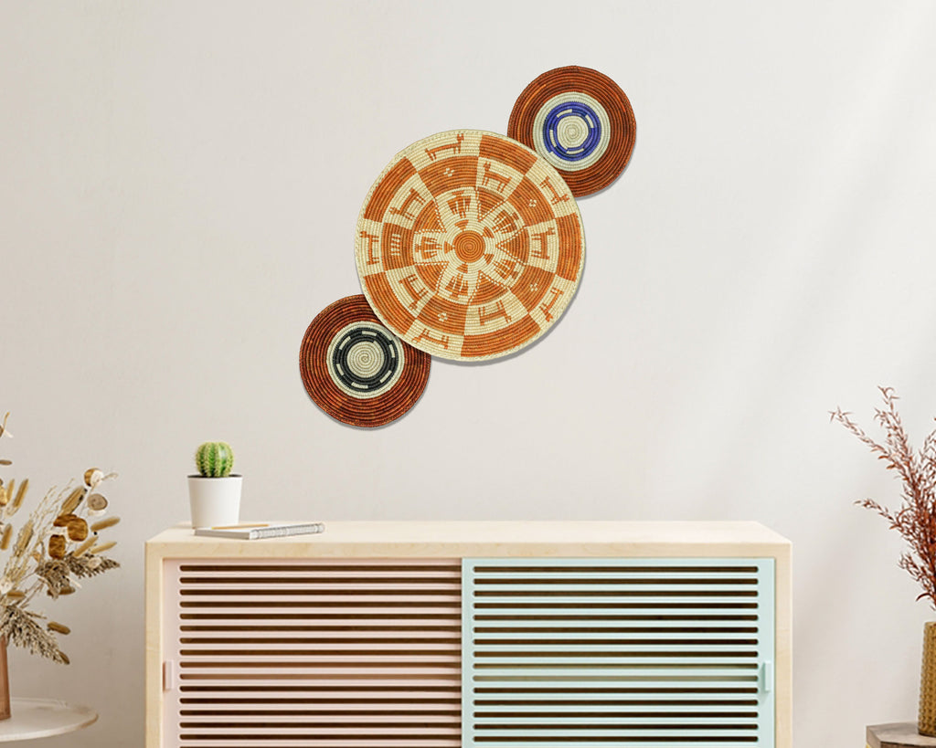 Set of 3 Handwoven wall baskets SET-214-3 N