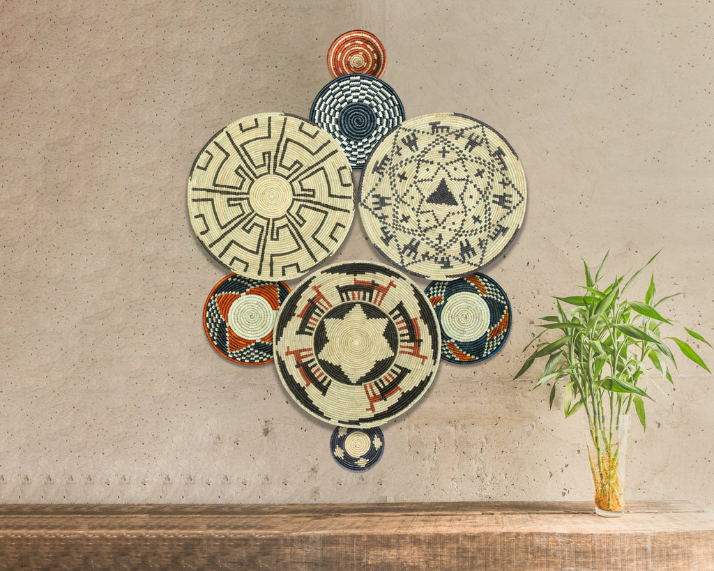 Set of 8 Handwoven wall baskets SET-364-8 N