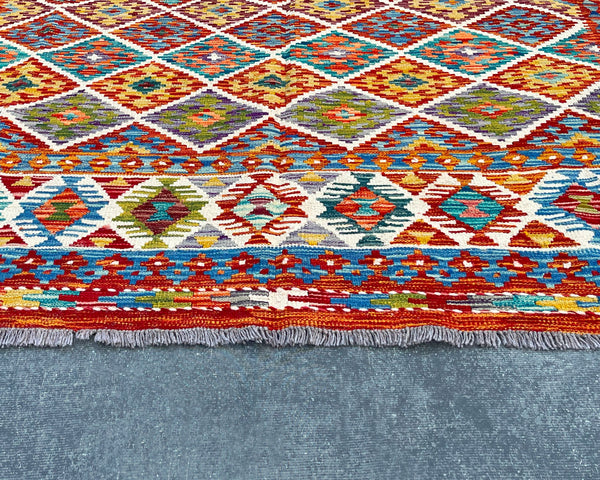 Afghan Maimana Wool Kilim - 10x7 ft