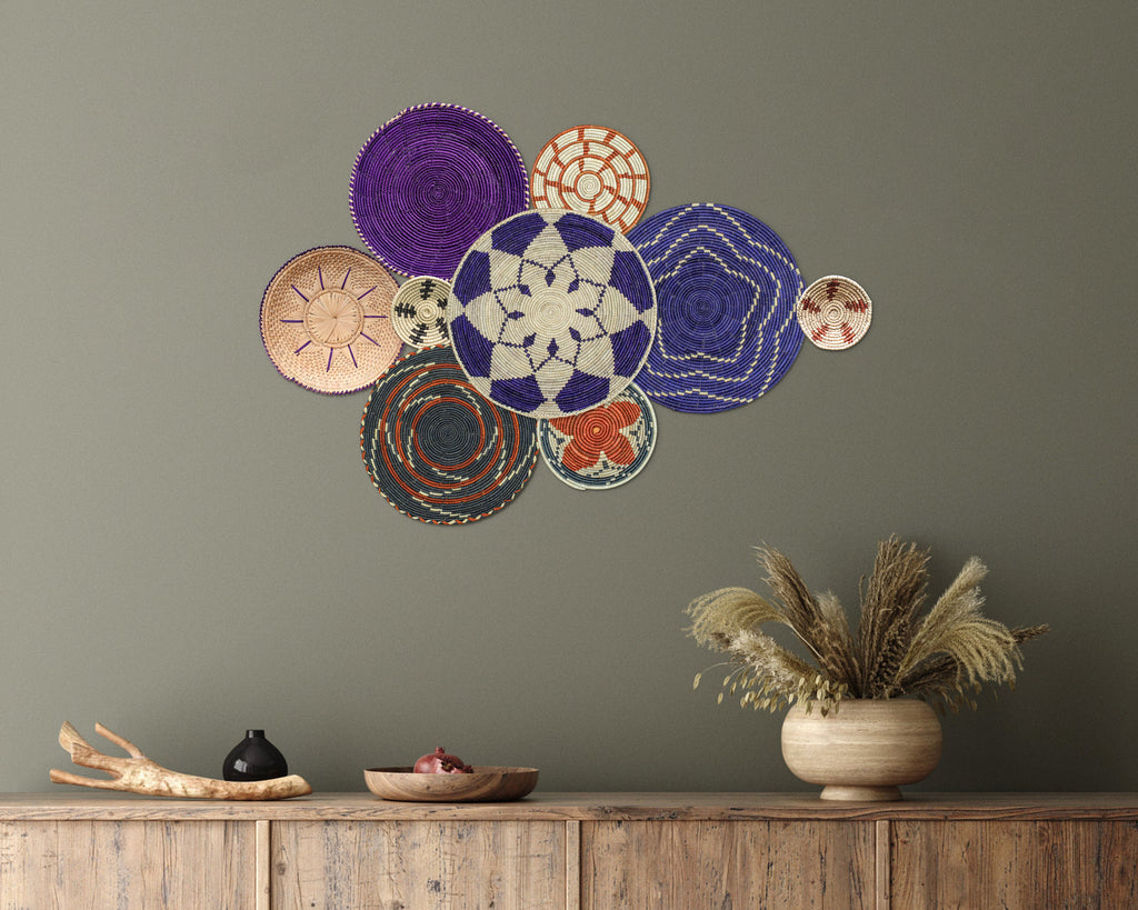 Set of 9 Handwoven wall baskets SET-15-9 N