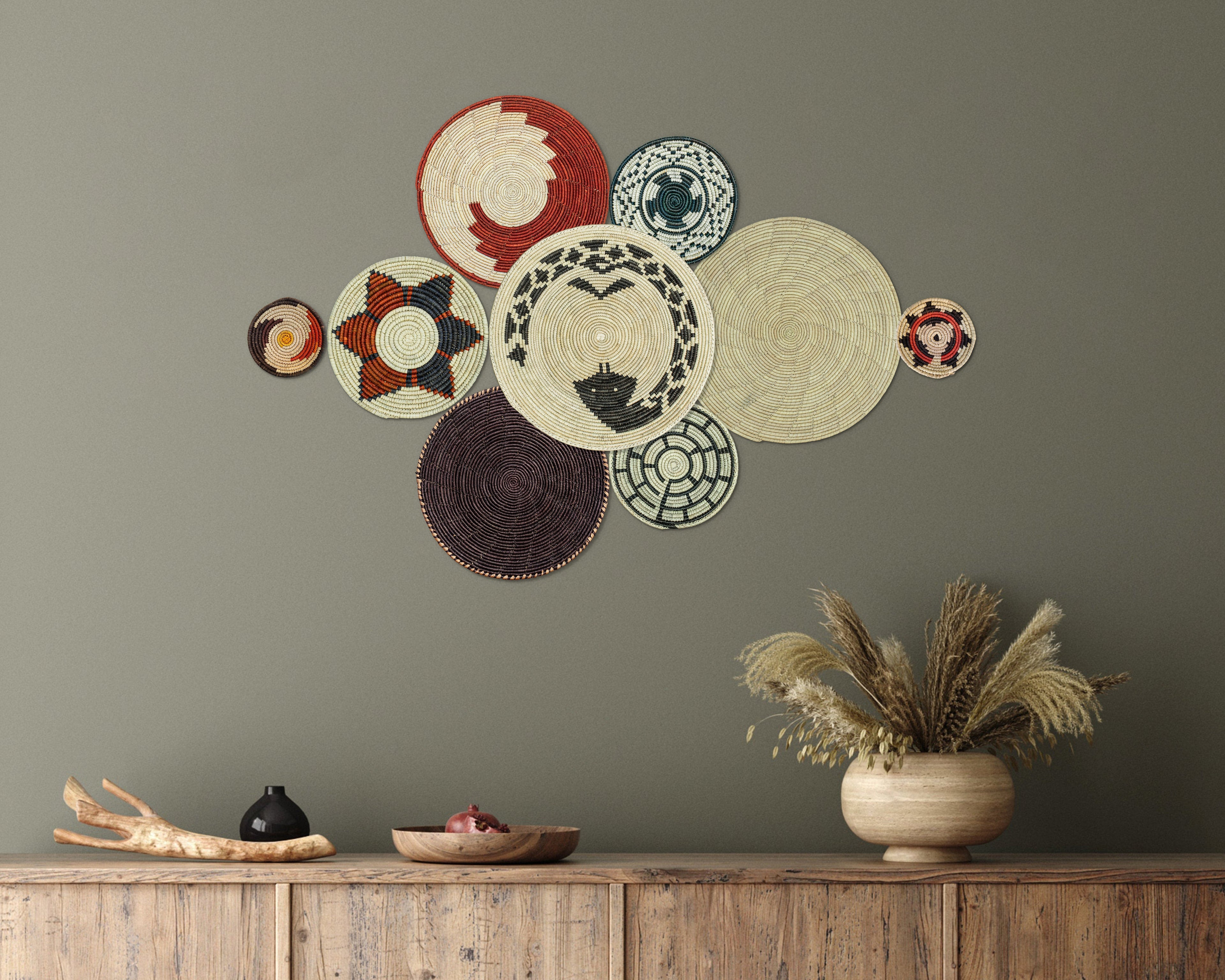 Set of 9 Handwoven wall baskets SET-17-9 N