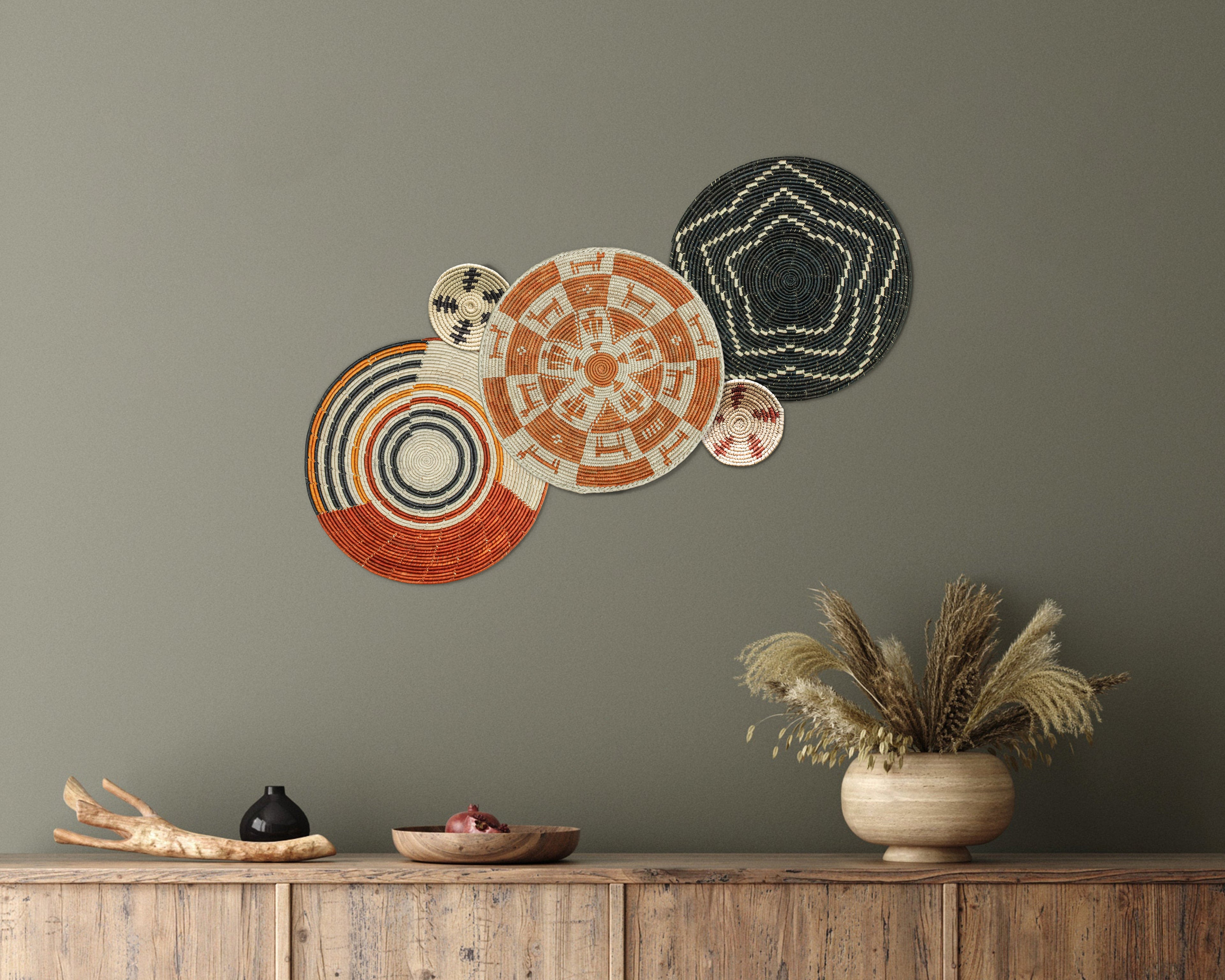 Set of 5 Handwoven wall baskets SET-63-5 N