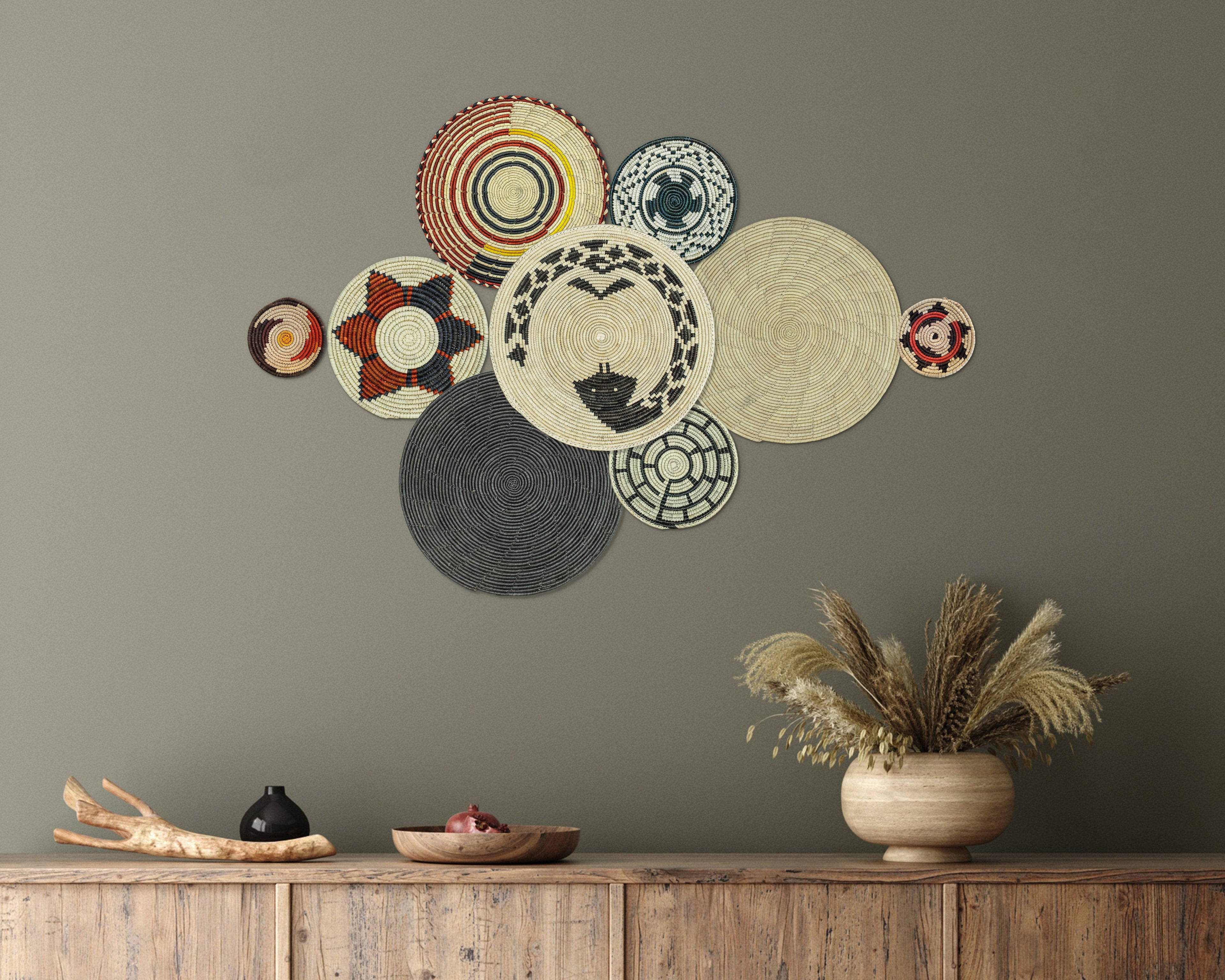 Set of 9 Handwoven wall baskets SET-17-9 N