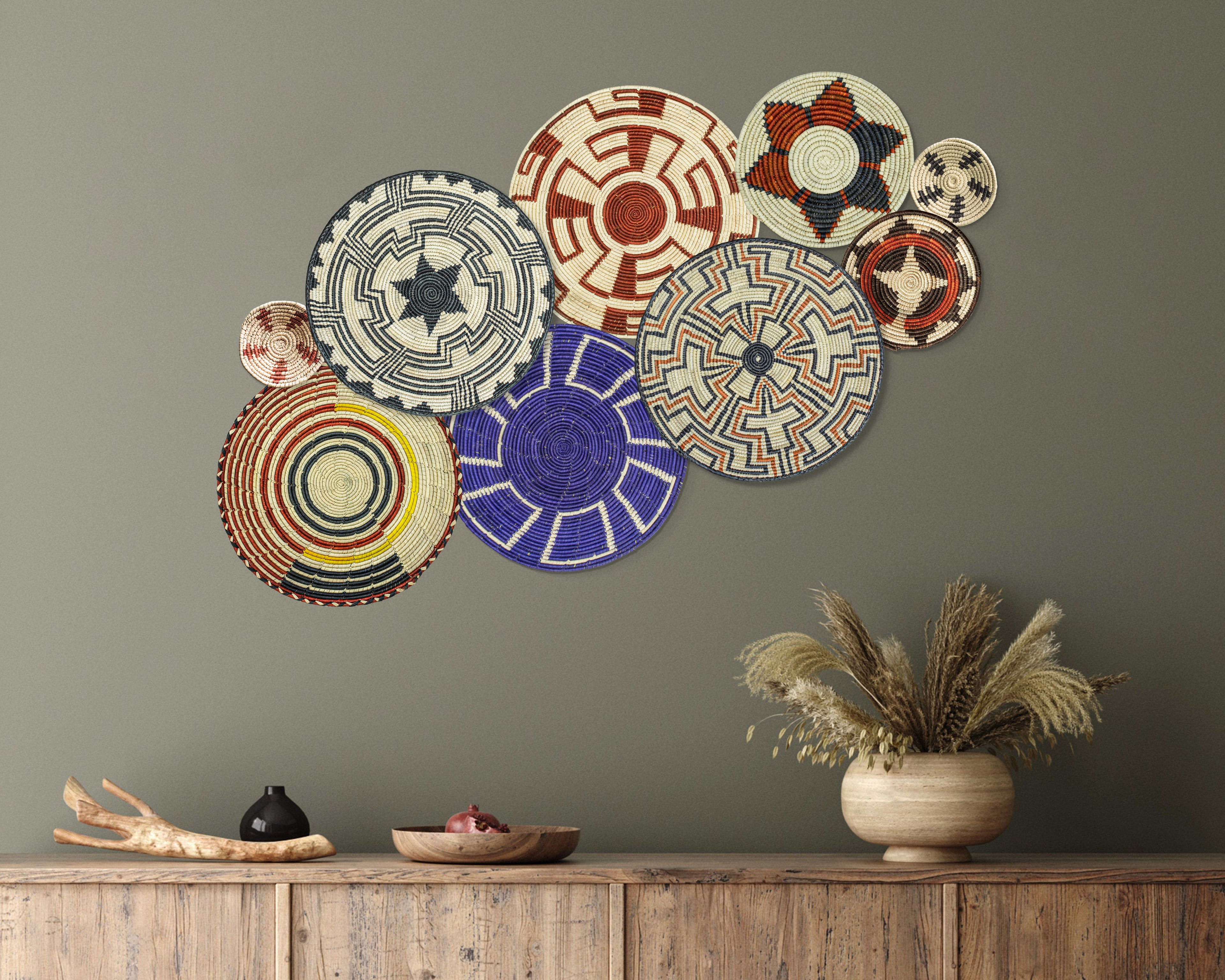 Set of 9 Handwoven wall baskets SET-2-9 N