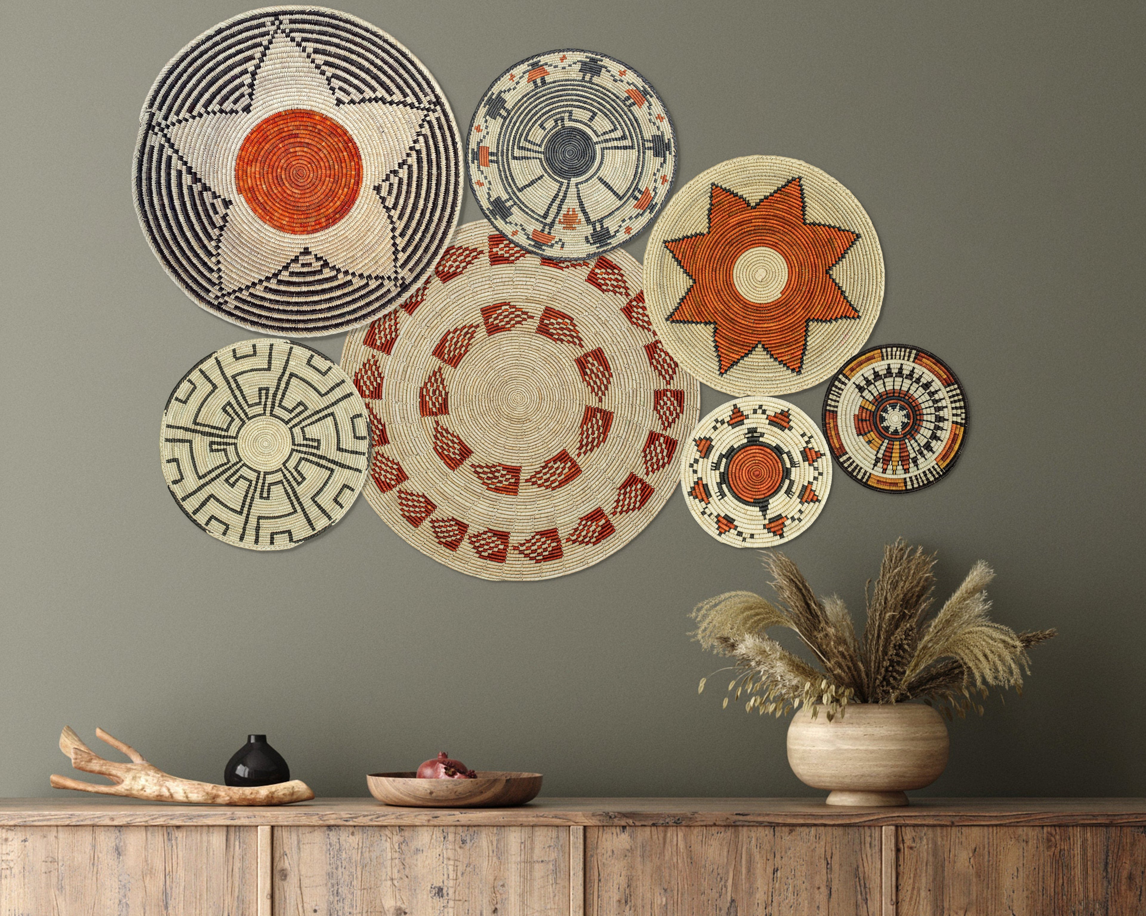 Set of 7 Handwoven wall baskets Set 37-7-N