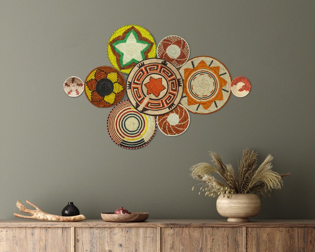 Set of 9 Handwoven wall baskets SET-18-9 N