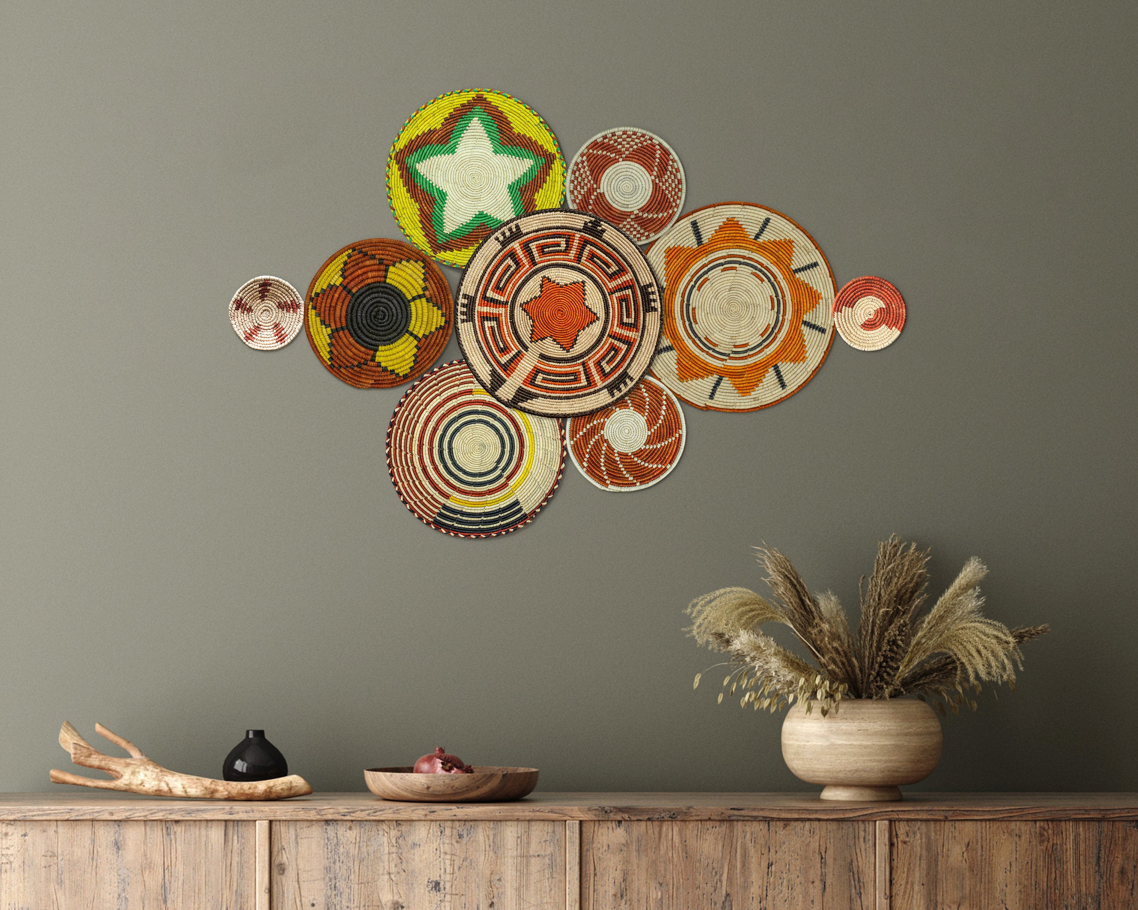 Set of 9 Handwoven wall baskets SET-18-9 N