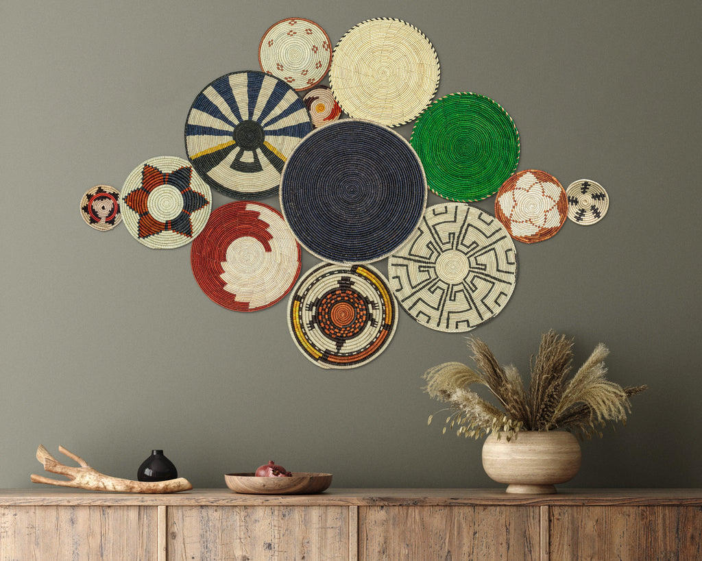 Set of 13 Handwoven wall baskets SET-156-13 N