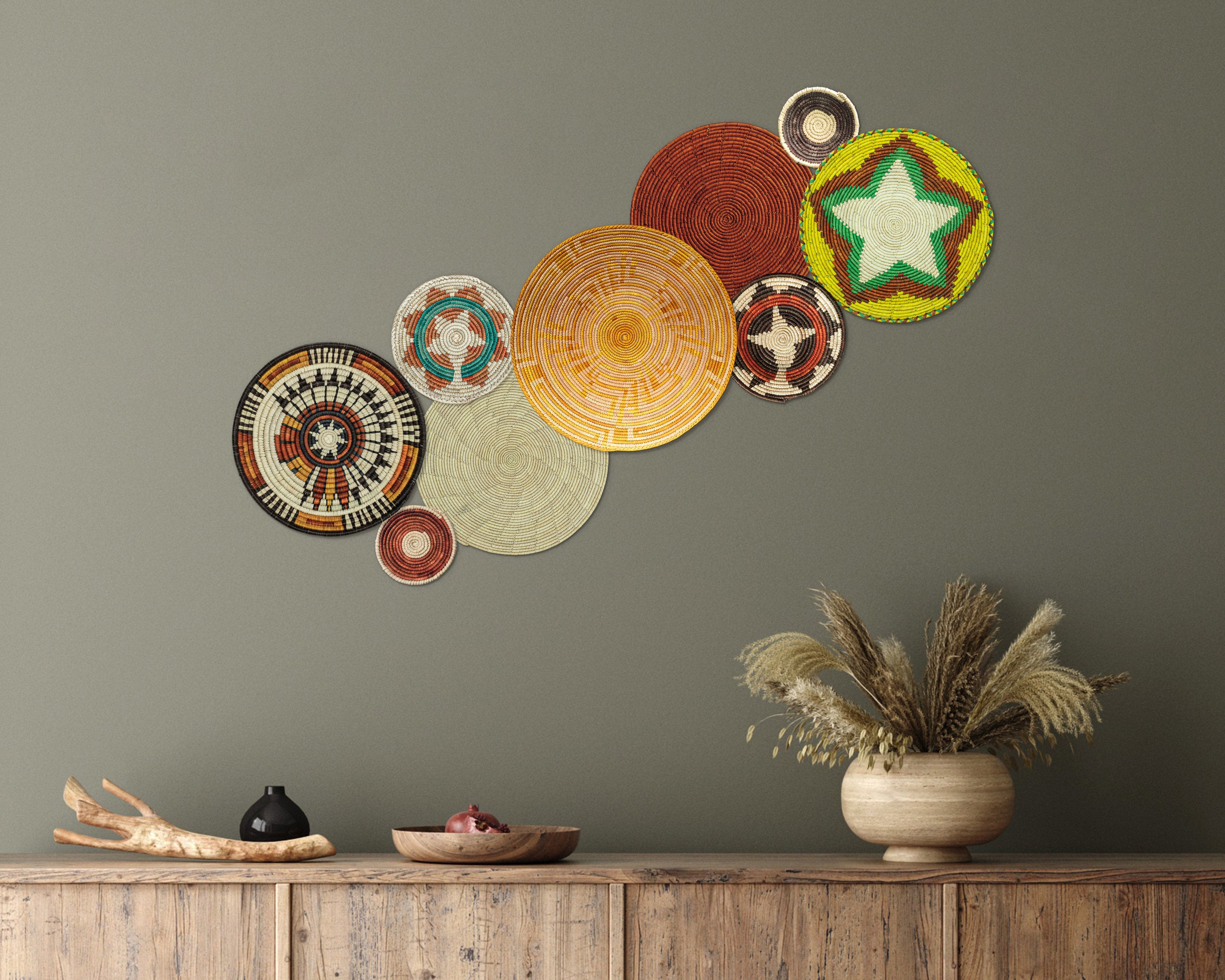 Set of 9 Handwoven wall baskets SET-20-9 N