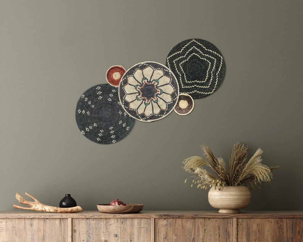 Set of 5 Handwoven wall baskets SET-62-5 N