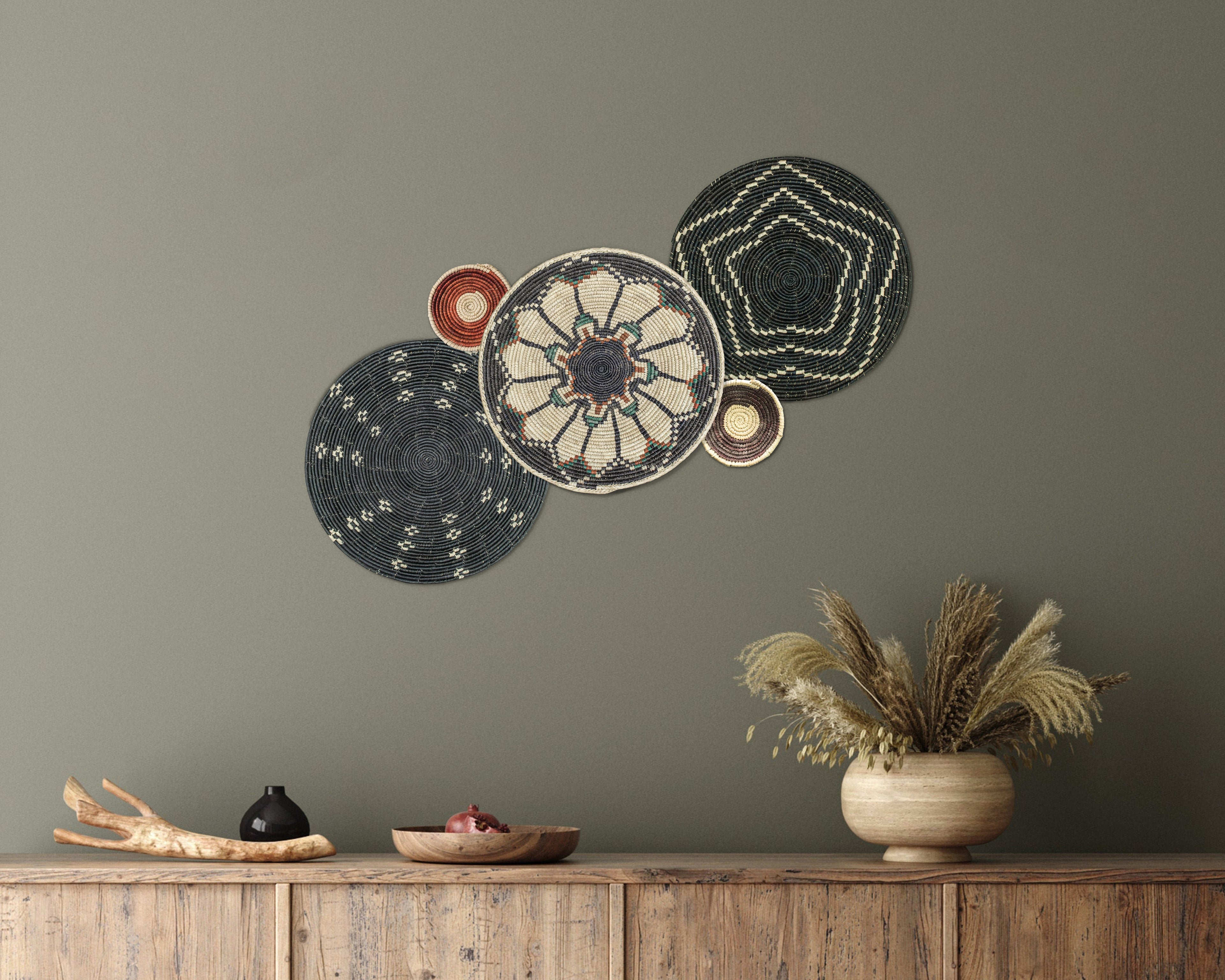 Set of 5 Handwoven wall baskets SET-62-5 N