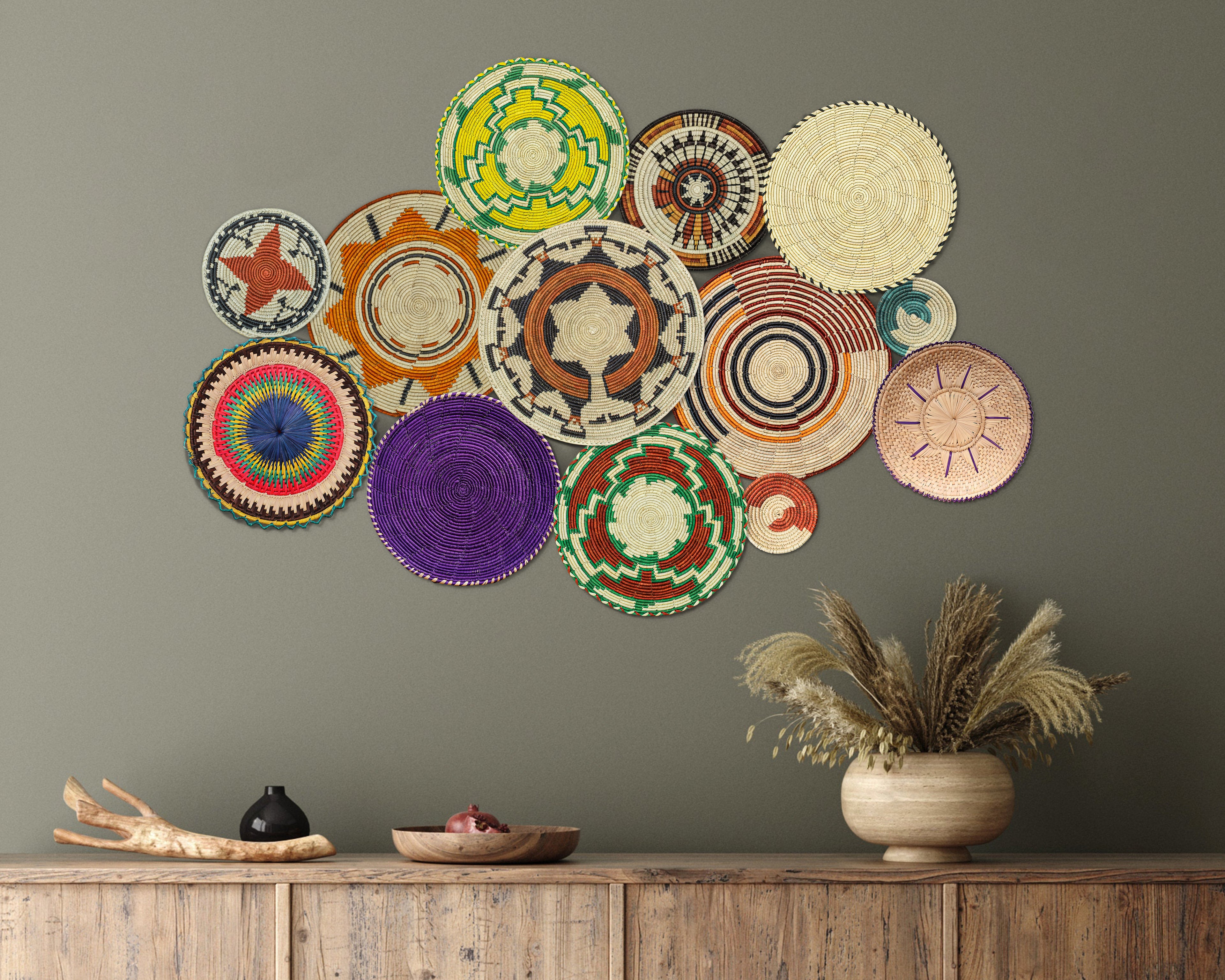 Set of 13 Handwoven wall baskets SET-154-13 N