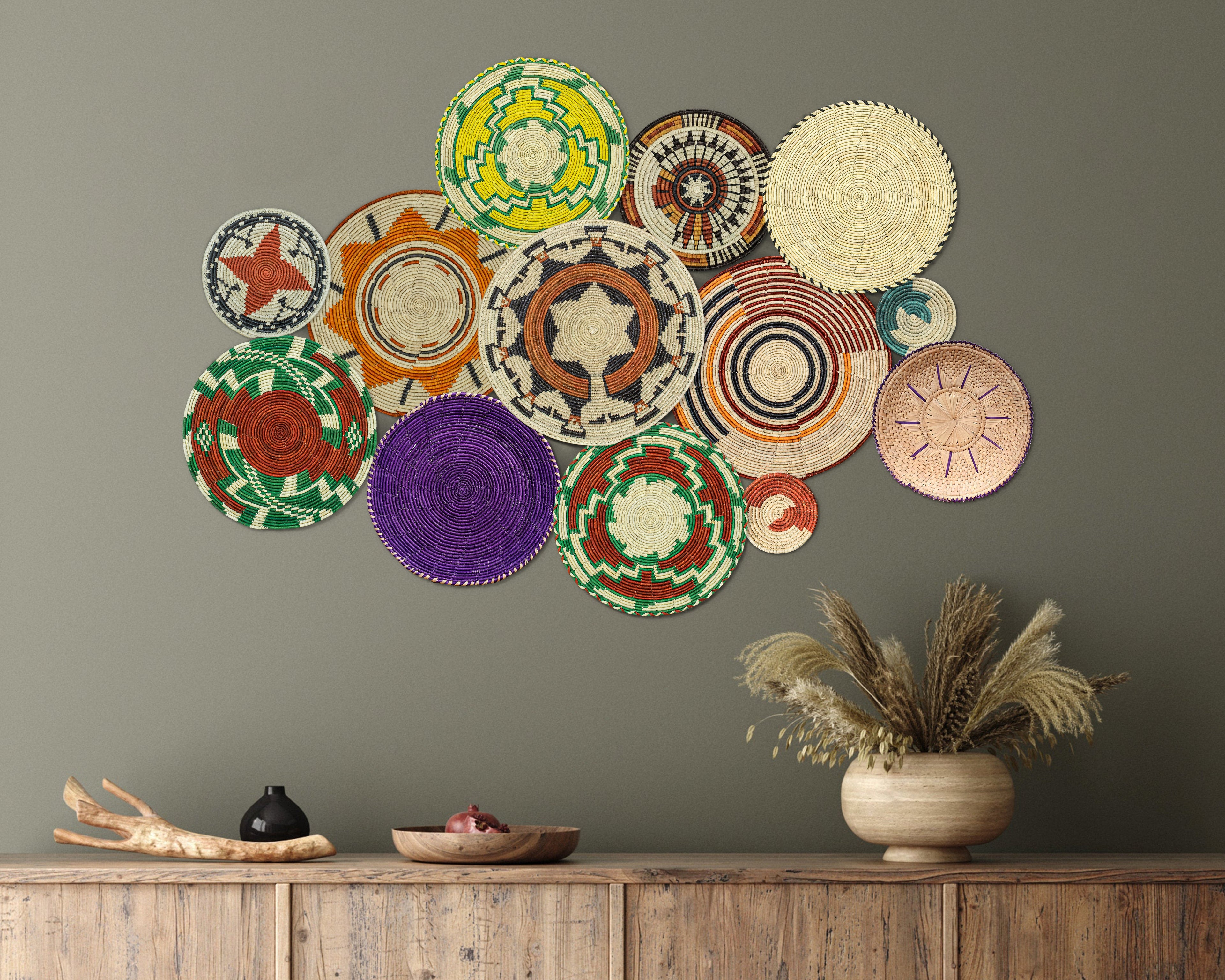 Set of 13 Handwoven wall baskets SET-154-13 N