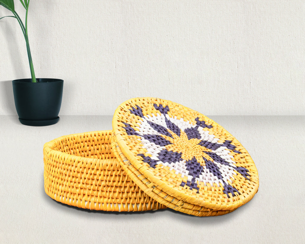 Sunburst Mandala Lidded Basket