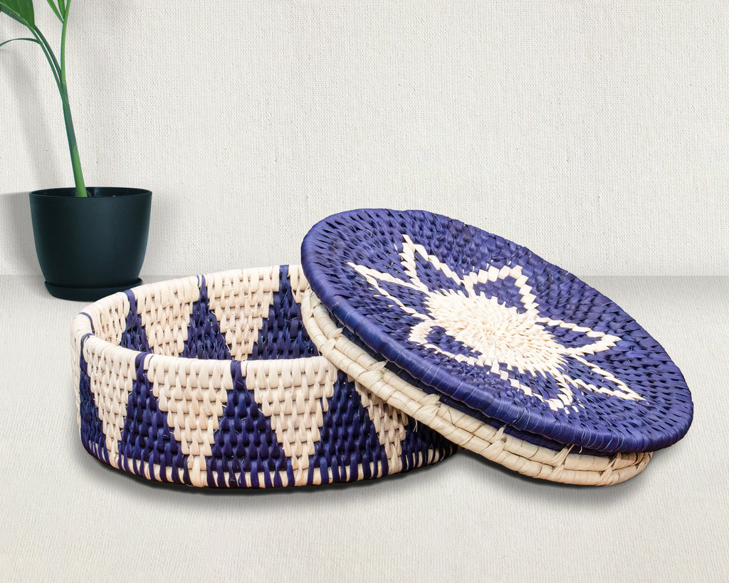 Lotus Chevron Lidded Basket