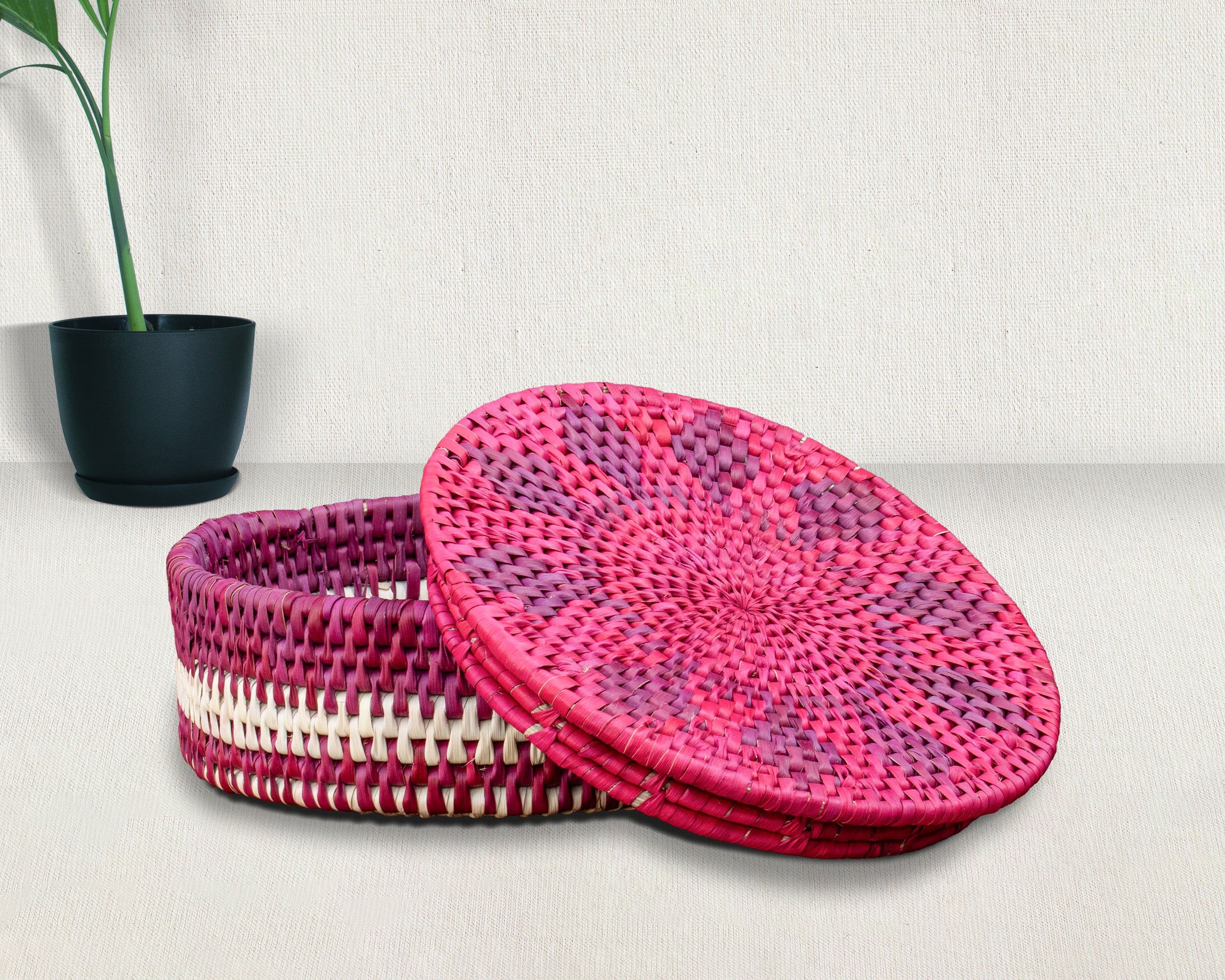 Fuchsia Bloom Lidded Basket