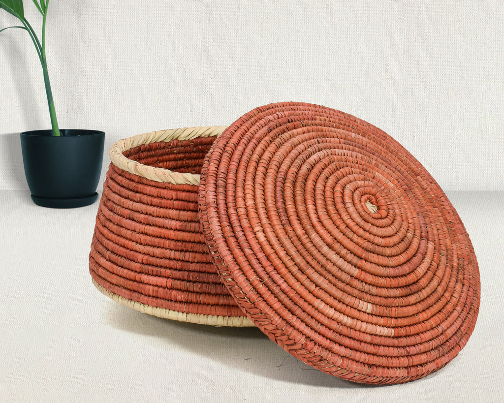 Rust Plain Lidded Basket