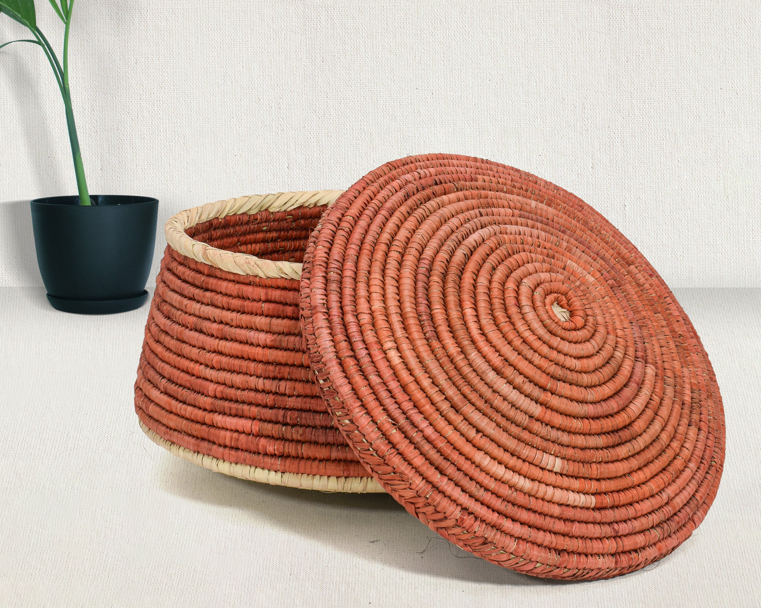 Rust Plain Lidded Basket