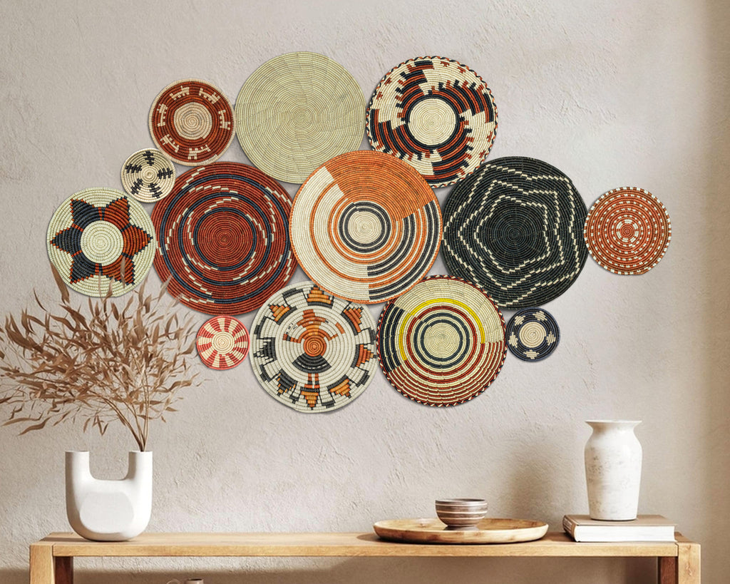 Set of 13 Handwoven wall baskets SET-179-13 N