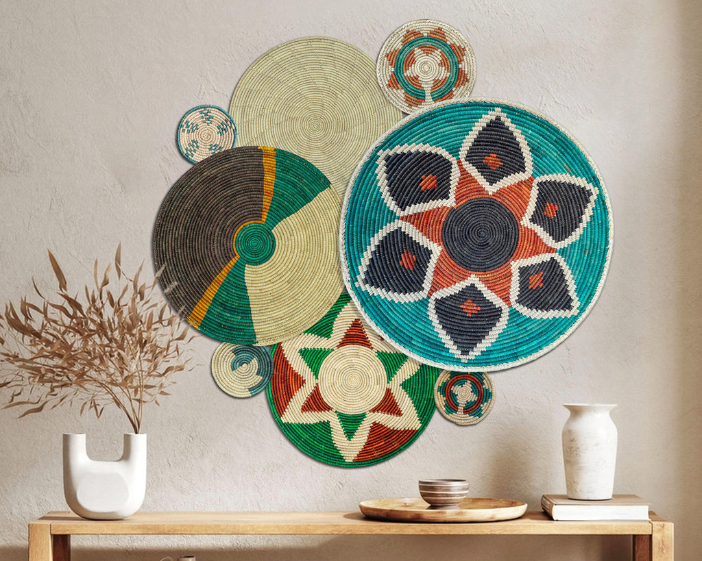 Set of 8 Handwoven wall baskets SET-325-8 N