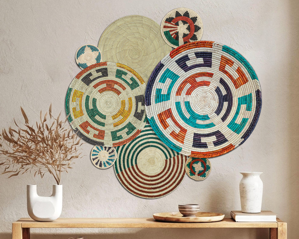 Set of 8 Handwoven wall baskets SET-328-8 N