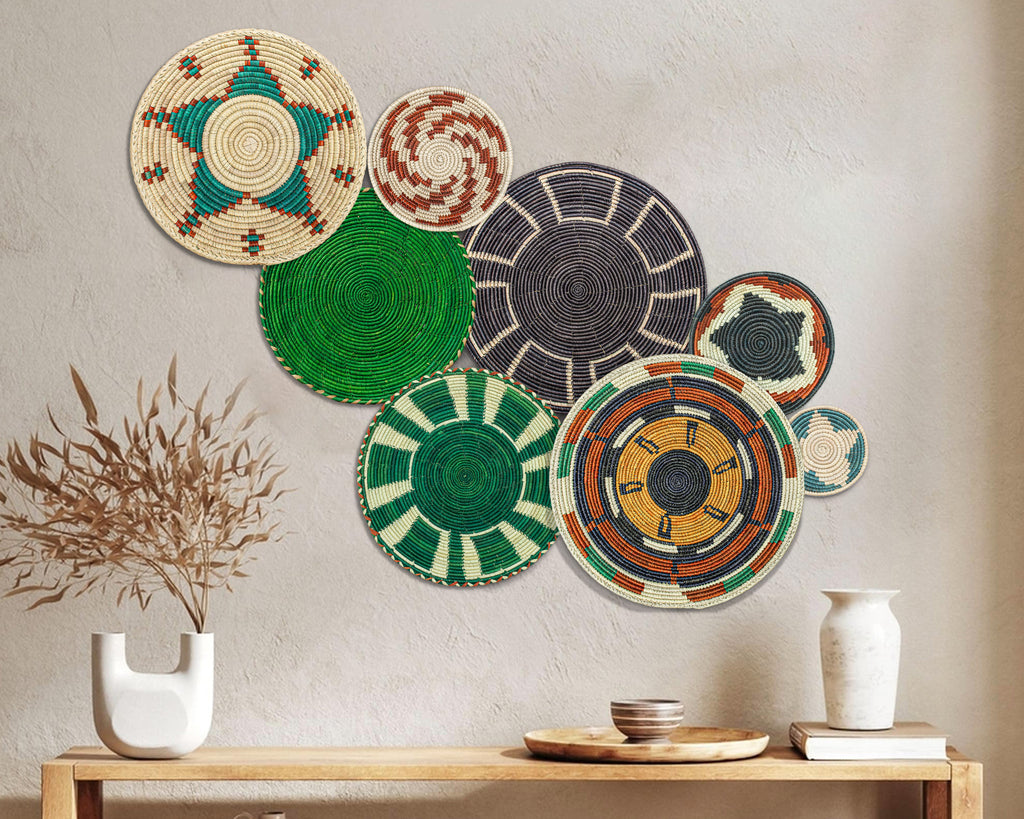 Set of 8 Handwoven wall baskets SET-356-8 N