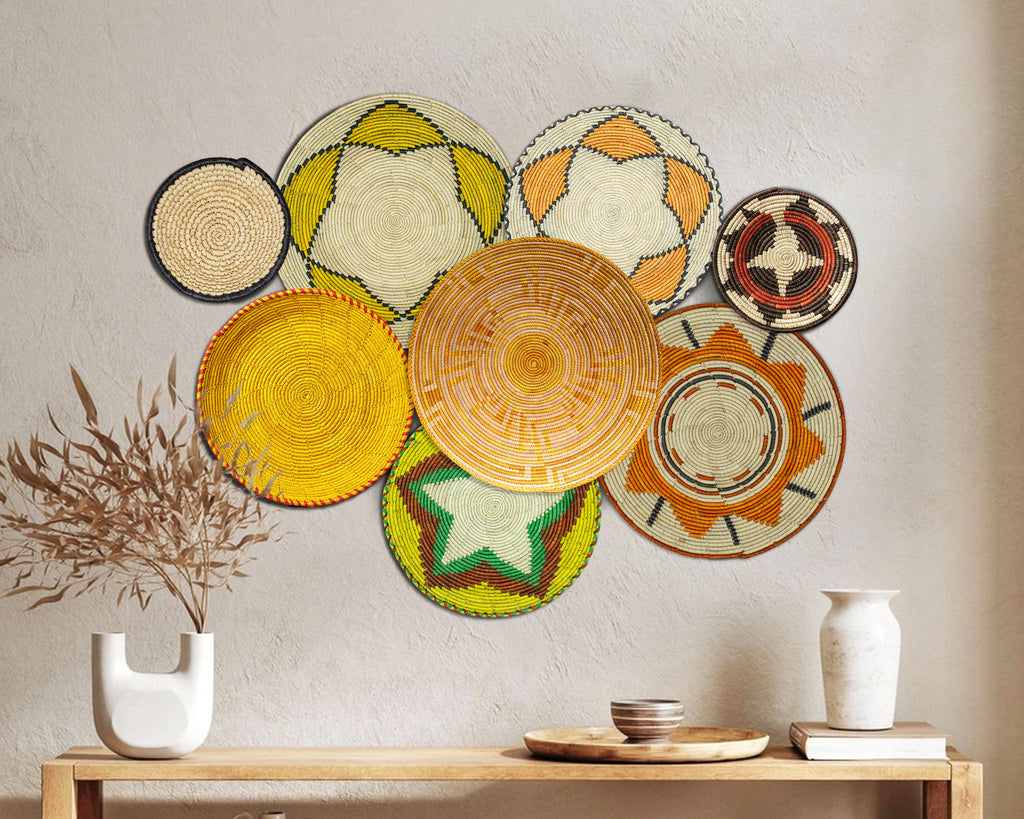 Set of 8 Handwoven wall baskets SET-343-8 N