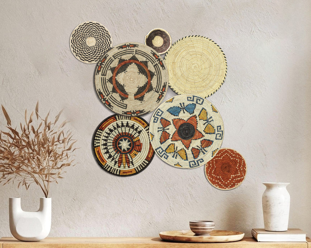 Set of 7 Handwoven wall baskets Set 46-7-N