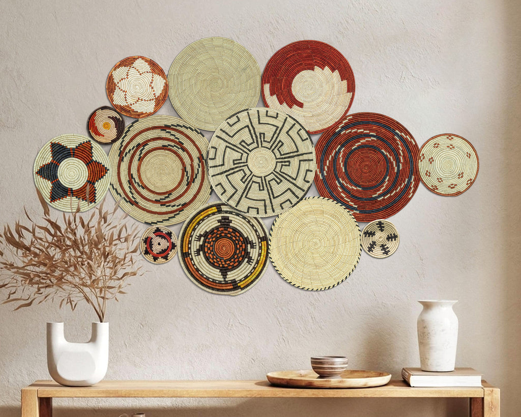 Set of 13 Handwoven wall baskets SET-175-13 N