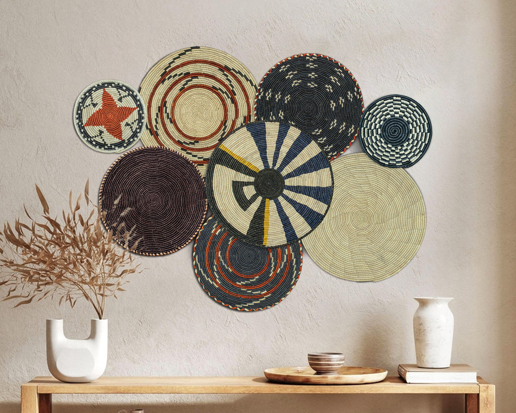 Set of 8 Handwoven wall baskets SET-344-8 N