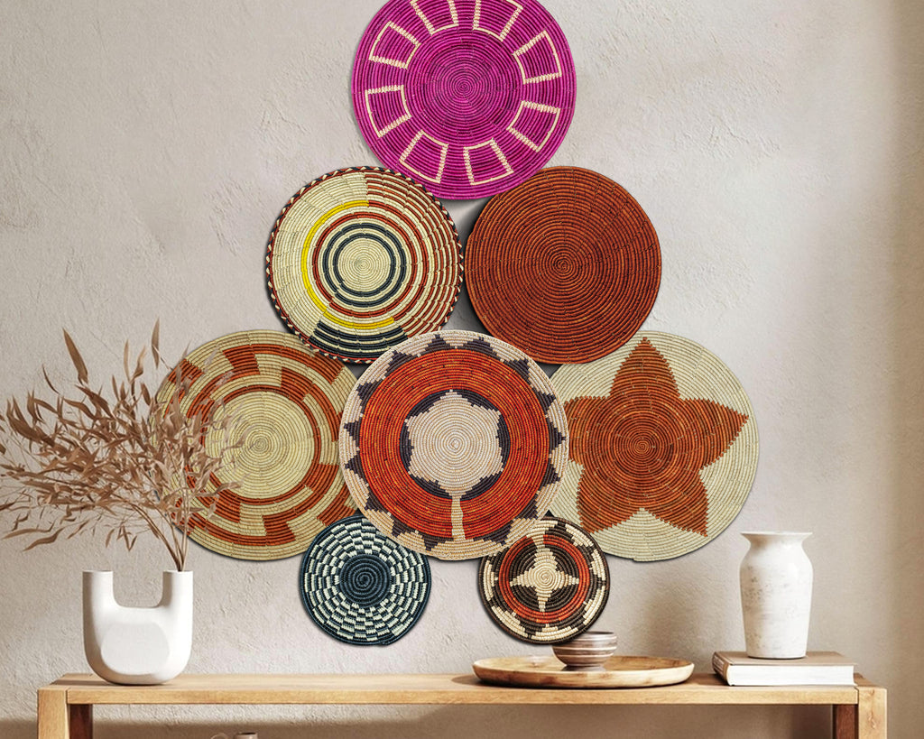 Set of 8 Handwoven wall baskets SET-342-8 N