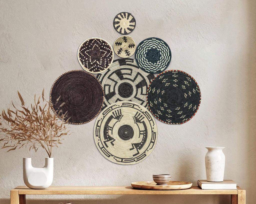 Set of 8 Handwoven wall baskets SET-243-8 N