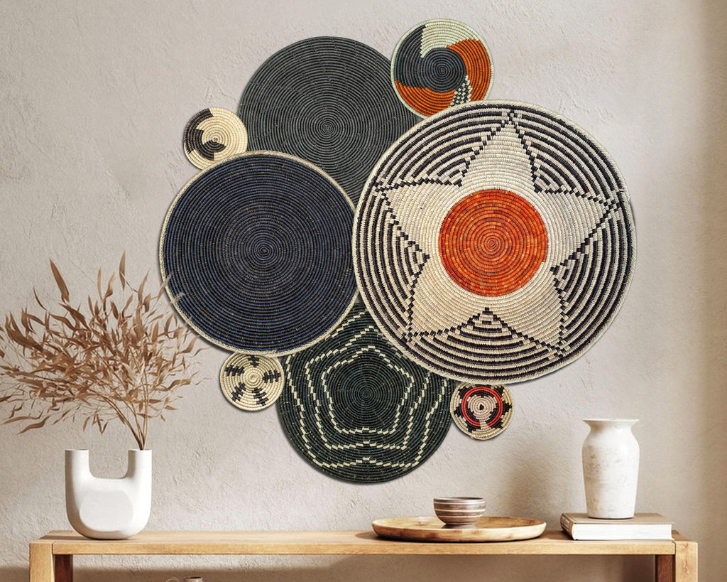 Set of 8 Handwoven wall baskets SET-327-8 N