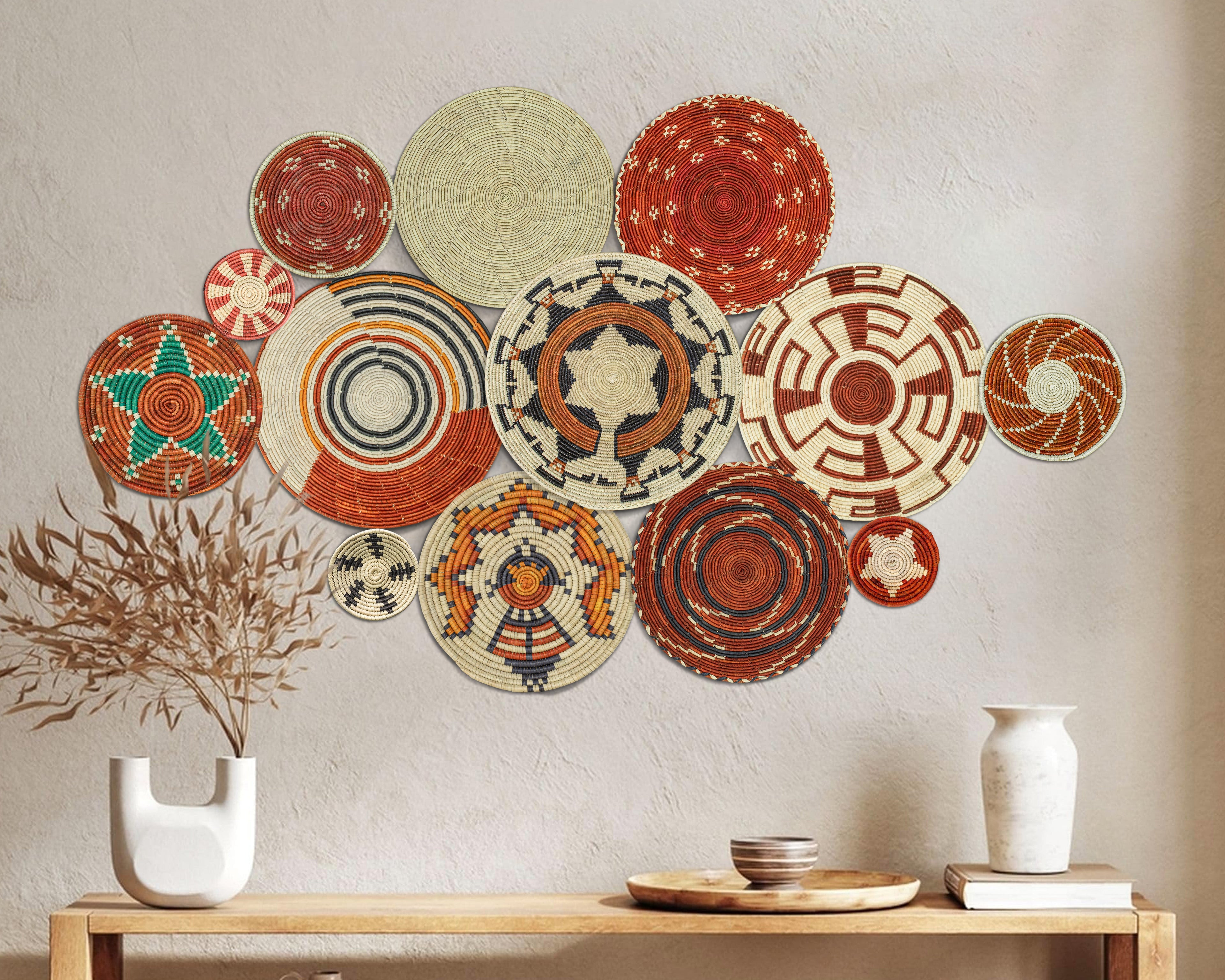 Set of 13 Handwoven wall baskets SET-182-13 N