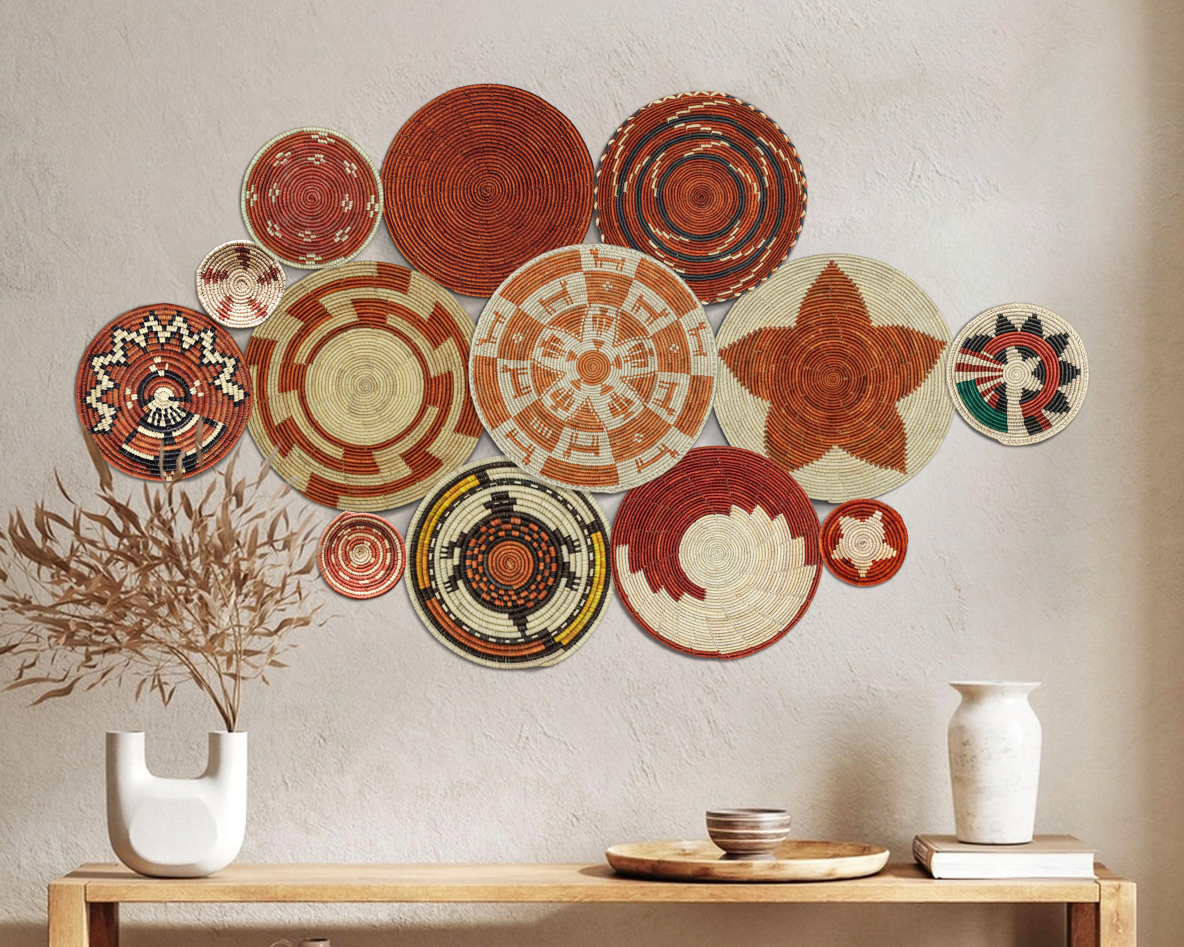 Set of 13 Handwoven wall baskets SET-181-13 N