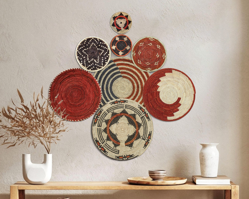 Set of 8 Handwoven wall baskets SET-241-8 N