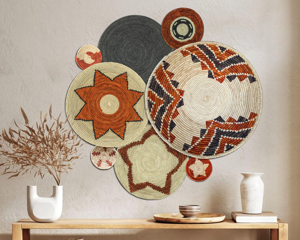 Set of 8 Handwoven wall baskets SET-326-8 N