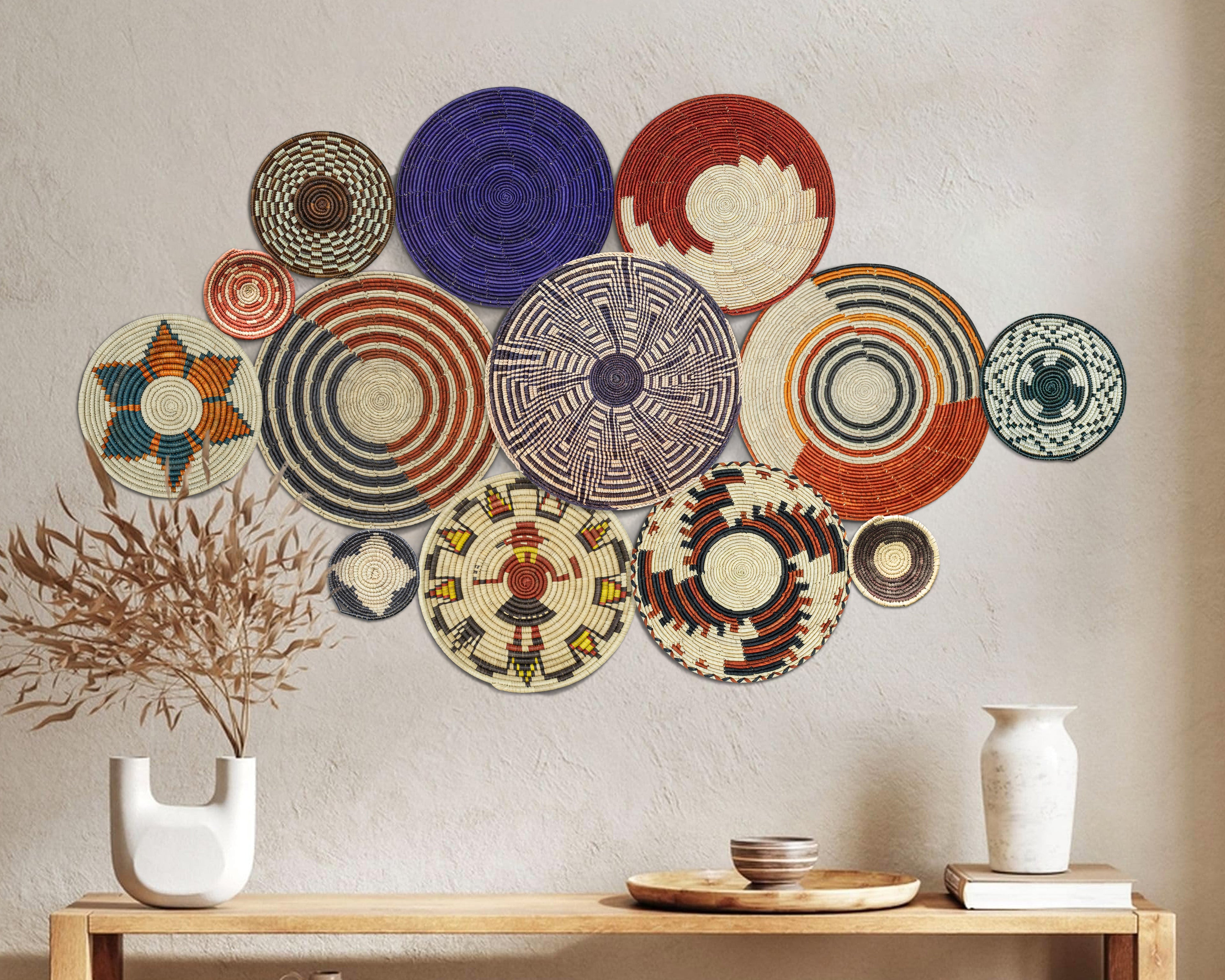 Set of 13 Handwoven wall baskets SET-177-13 N