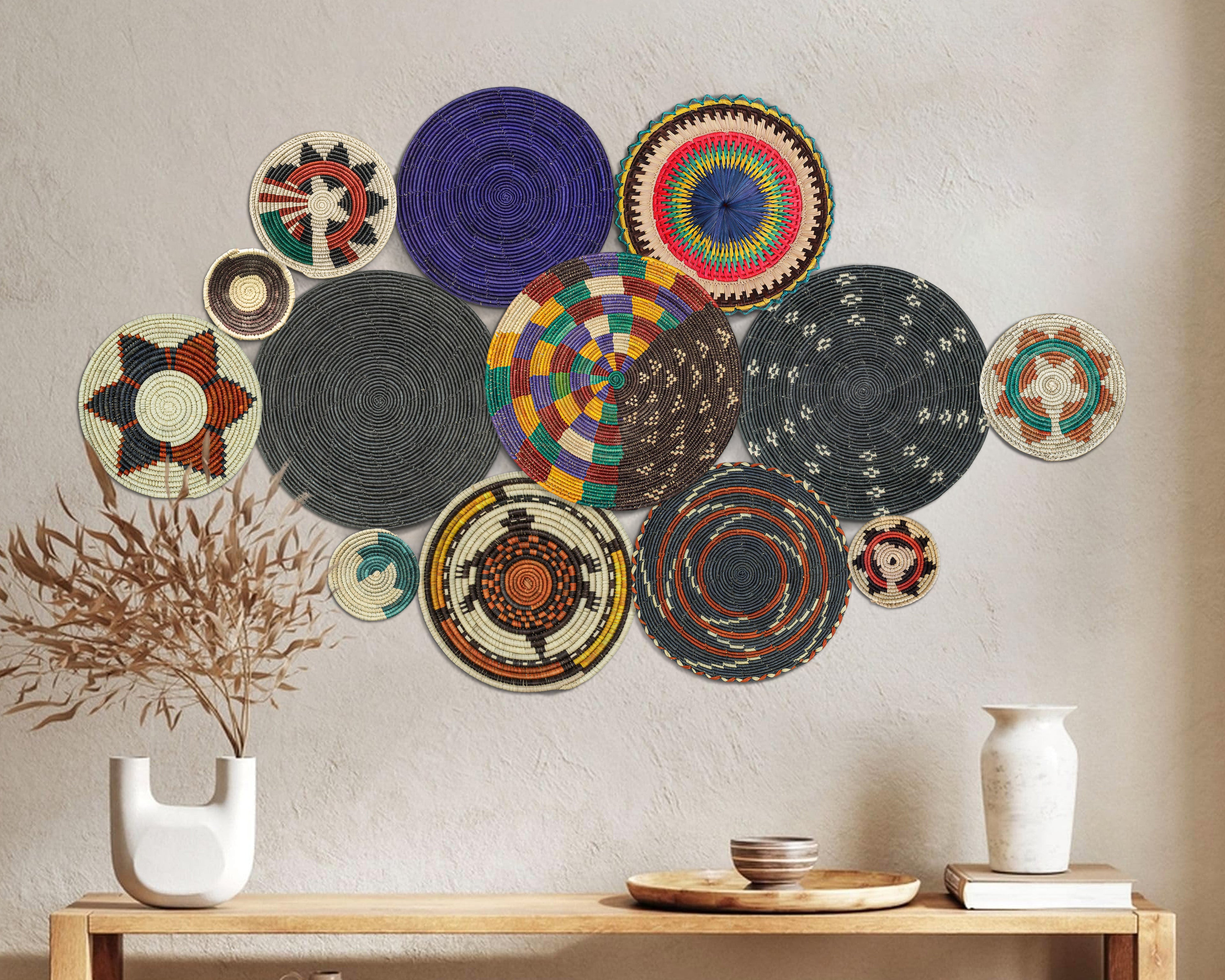 Set of 13 Handwoven wall baskets SET-180-13 N