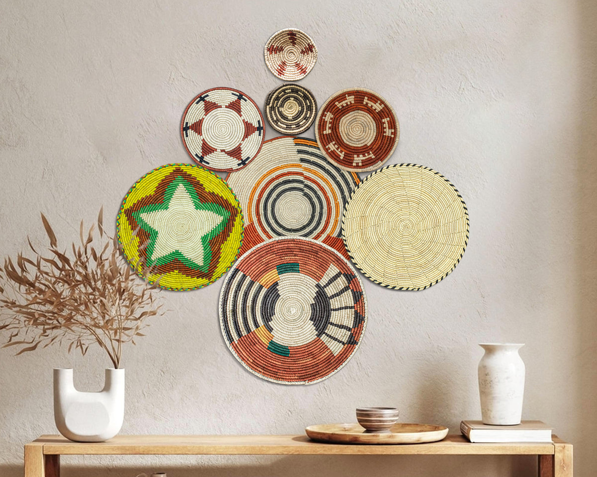 Set of 8 Handwoven wall baskets SET-245-8 N