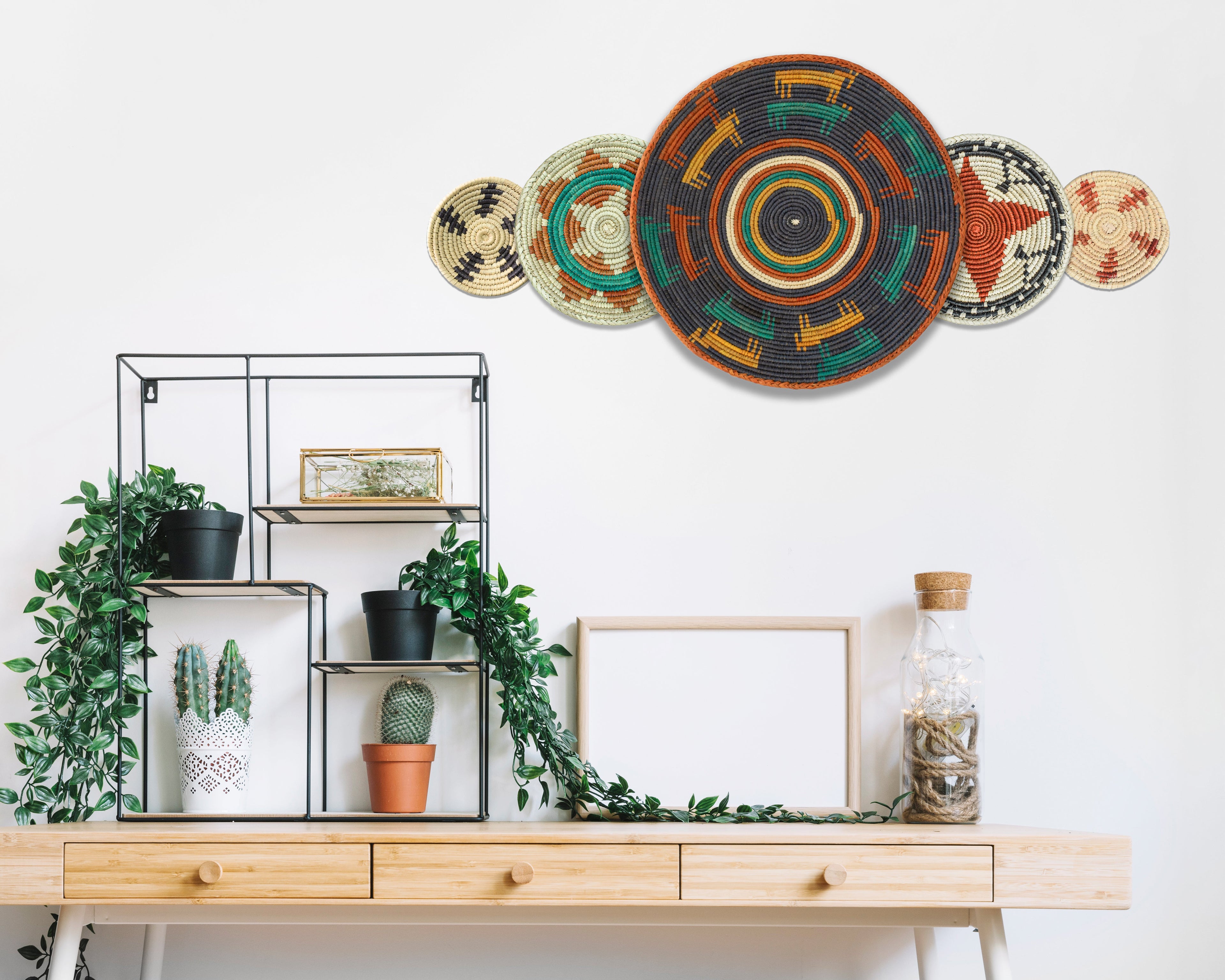 Set of 5 Handwoven wall baskets SET-66-5 N