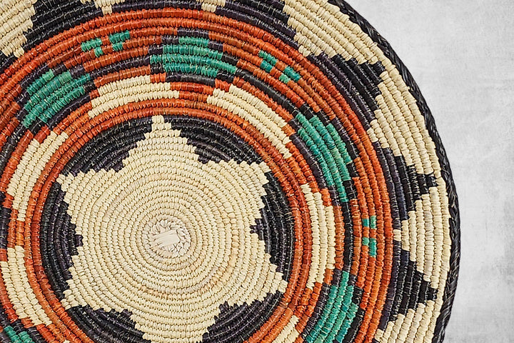 Original Navajo Hand-Woven Basket, 14-inch Diameter and 3-inch Depth