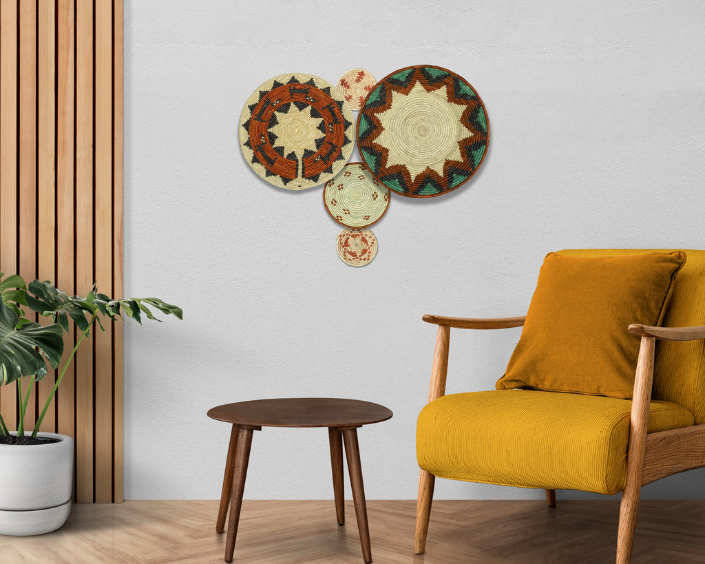 Set of 5 Handwoven wall baskets SET-71-5 N