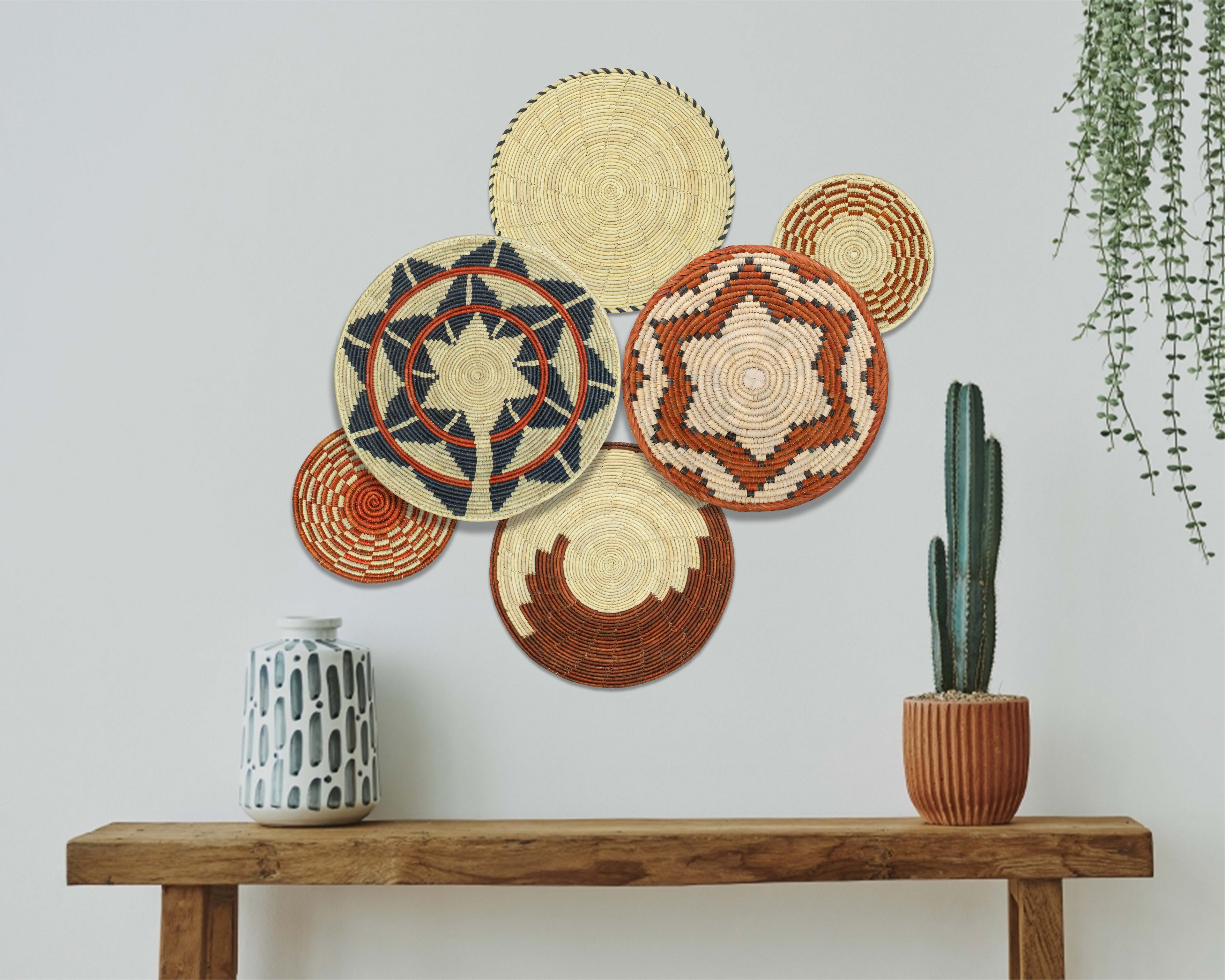 Set of 6 Handwoven wall baskets SET-276-6 N