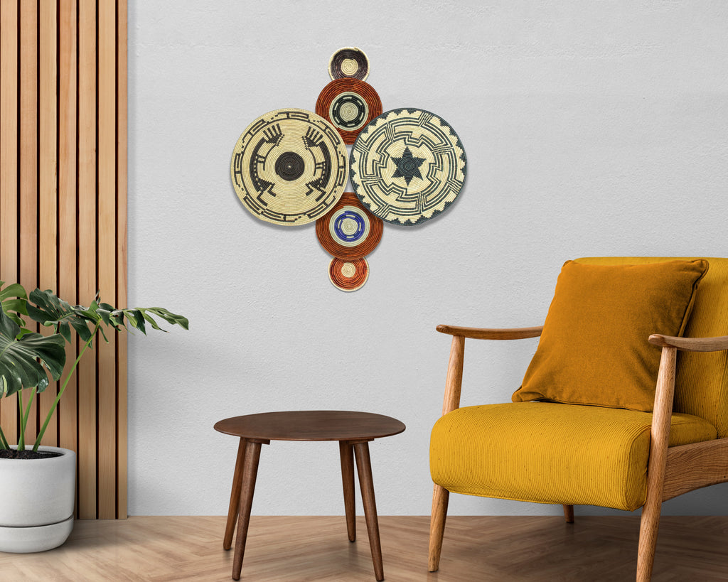 Set of 6 Handwoven wall baskets SET-284-6 N