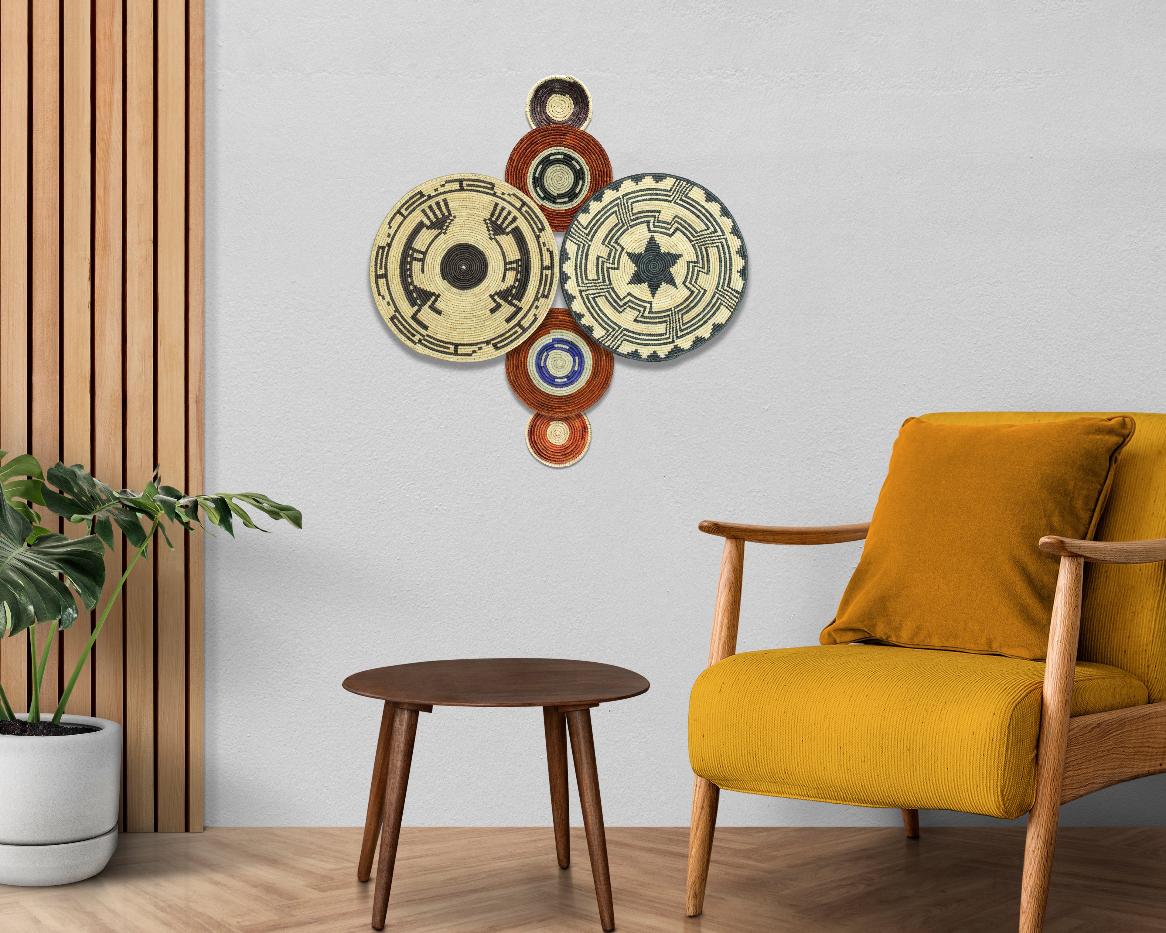 Set of 6 Handwoven wall baskets SET-284-6 N