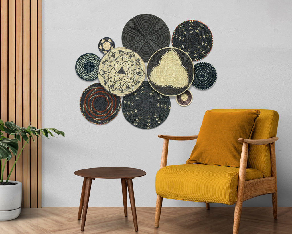 Set of 10 Handwoven wall baskets SET-410-10 N