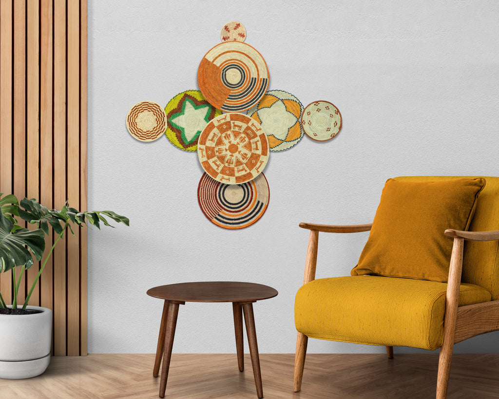 Set of 8 Handwoven wall baskets SET-347-8 N