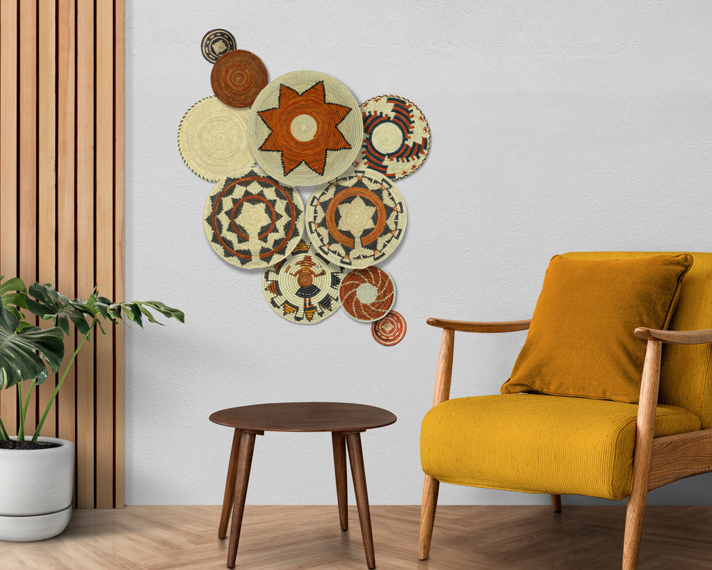 Set of 10 Handwoven wall baskets SET-400-10 N